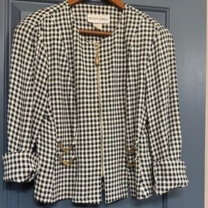 Vintage Cropped Gingham Jacket Statement Chain Detail 70s 80s USA